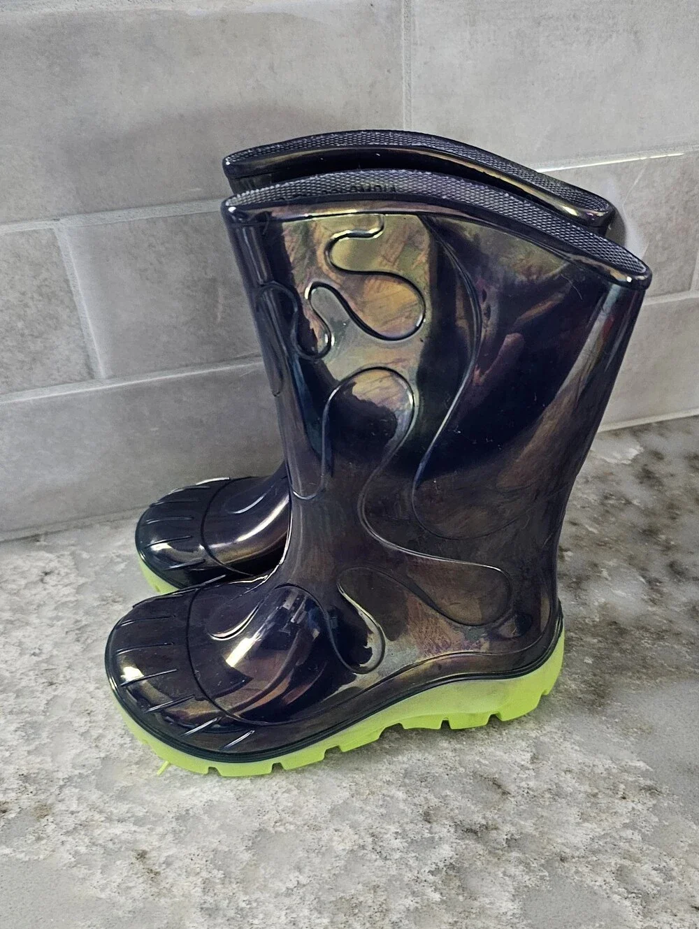 Skeeper Toddler Boys Rain Boots Size 9 Navy Blue Iridescent Flame Kmart